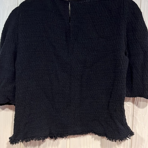 𝅺trf ZARA BLACK SHORT TOP WITH FRINGE SIZE SMALL - Picture 6 of 9